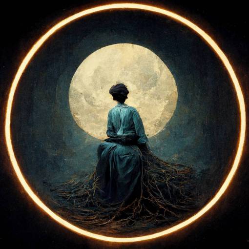 womans circle under a full moon