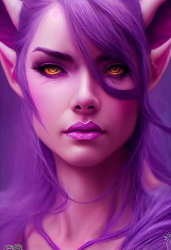 world of warcraft female draenei, beautiful face, facial symmetry, purple, highly detailed, volumetric light, far shot, by Artgerm, Alex Ross 4k