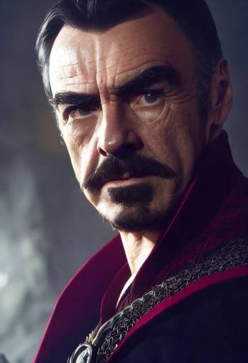 young 70th Sean Connery as Dr. Strange, low key photo, dark, moody, mysterious, technicolor, highly detailed, photoreal, filmed in the style of 