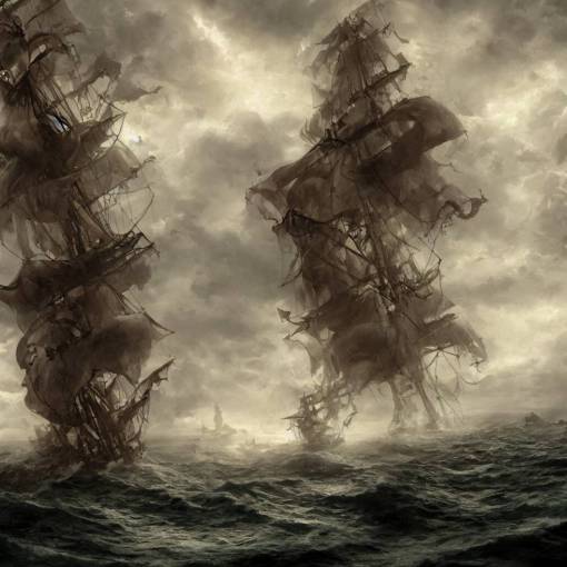 A giant tentacle monster attacks a pirate ship at the edge of the world under a heavy rainstorm, 4k detailed digital art