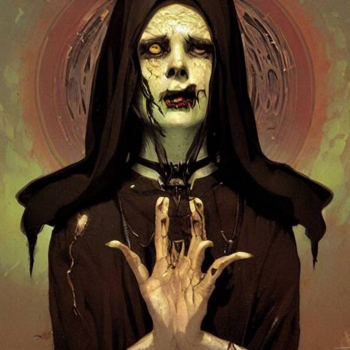 A portrait of A zombie nun glowing black by greg rutkowski and alphonse mucha,In style of digital art illustration.Dark Fantasy.darksouls.hyper detailed,smooth, sharp focus,trending on artstation,4k