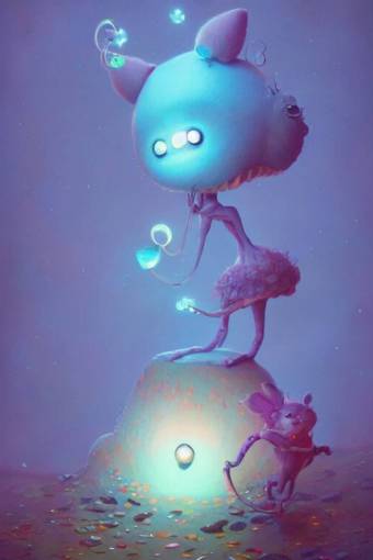 a surreal Bioluminescent, very very very cute Silene in a happy world by Daniel Merriam, Trending on Artstation, oil on Canvas by Elena Zhurikhina and Goro Fujita and Charlie Bowater, octane render, 4k, 8k, HD