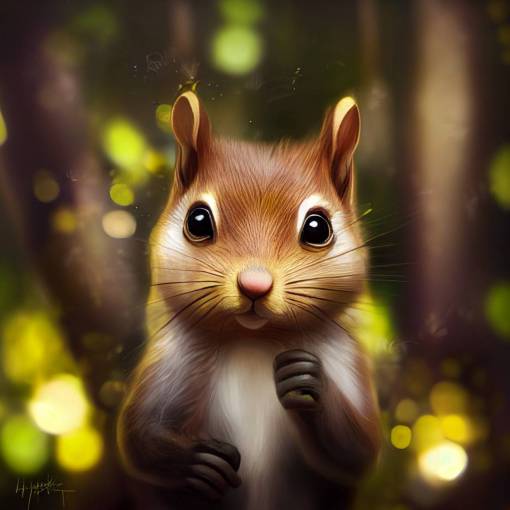 cute forest animal, squirrel portrait, in the forest
