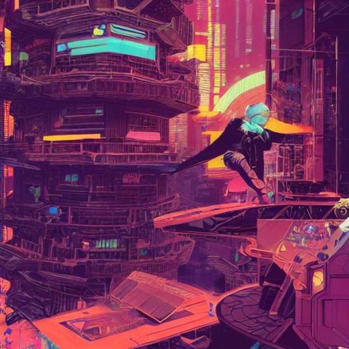 cyberpunk explorer playing video games in his treehouse, highly detailed, 4k, midnight, by Victo Ngai and James Gilleard , Moebius, Laurie Greasley