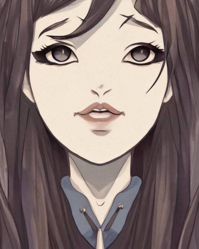 Girl Doodle by Andrew Khok, flowing hair, anime, symmetrical face, trending on artstation, artstationHD, artstationHQ, patreon, 4k, 8k