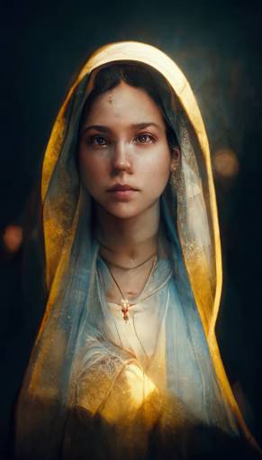 Holy Virgin Mary with Jesus, delicate features, ultra realistic, ultra detailed, volumetric light, cinematic, 8k, post-production movie shot, character art