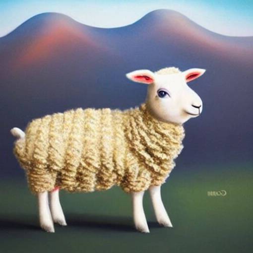 lamb wearing a sweater, canon portrait, full body shot 4k, hills in the background, symmetry!!, coherent, photorealistic, cold colors, Scotland artstation,