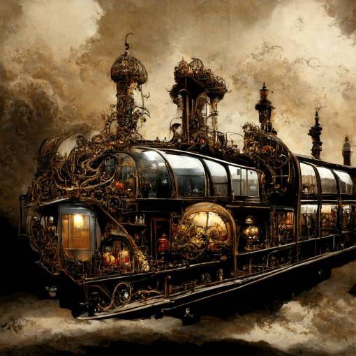 opulent train car, steampunk, victorian, occult