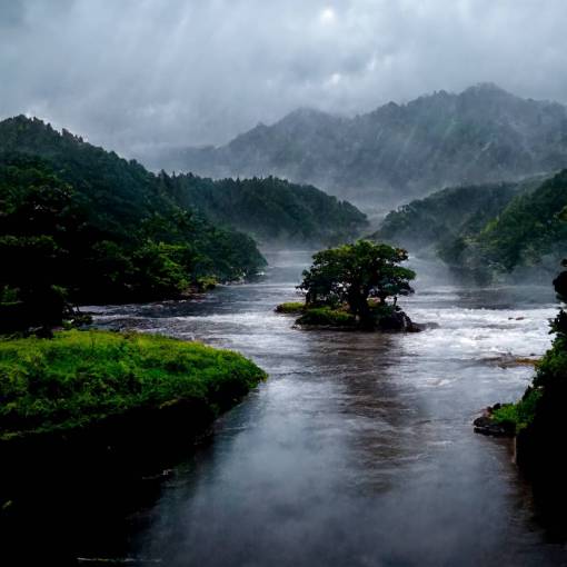 The rains of summer join together, How swift it is Mogami River, 4k, japan