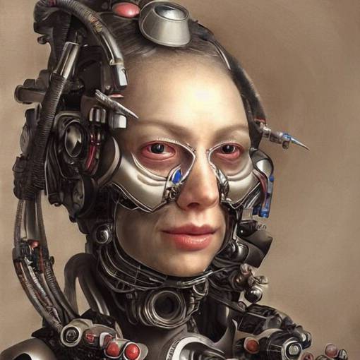 Ultra detailed, 4K Portrait of a Cyborg by Rachel Ruysch
