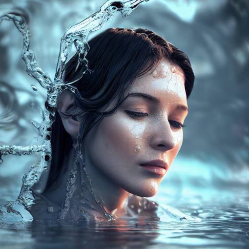 Woman made of water, octane render, cycles render, unreal engine, realistic, full body, long hair