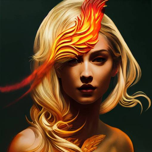 a beautiful blonde woman turning into a phoenix