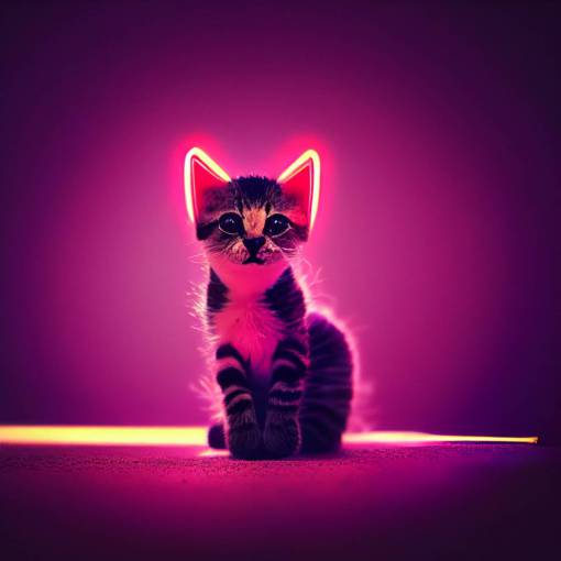 A cute photo of a kitten with a neon blue aura, cinematic view, dynamic lighting, unreal engine