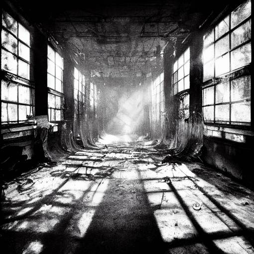 a metalcore album, black and white photography with grain