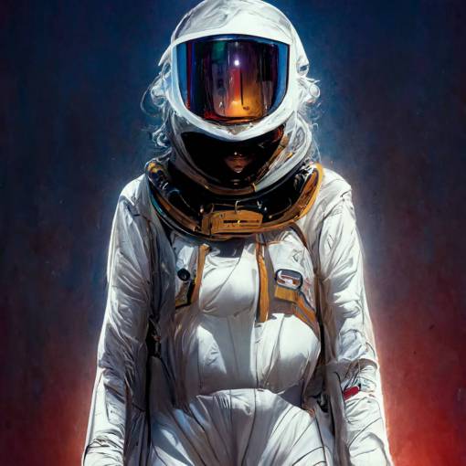 character wearing astronaut suit, Atmospheric, 600mm lens, Sony Alpha ?7, epic, dramatic, cinematic lighting, high contrast, 8k, photo realistic, character design,by Magali Villeneuve and Steve Argyle,milo manara, Livia Prima,Mucha , high res, 8k, super detail