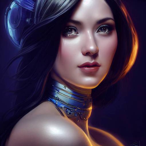 Cortana pin up, portrait, depth of field, league of legends, intricate, highly detailed, digital painting, hyperrealistic, artstation, concept art, smooth, sharp focus, illustration, Unreal Engine 5, 8K, art by artgerm and greg rutkowski and alphonse mucha, by Jesper Ejsin