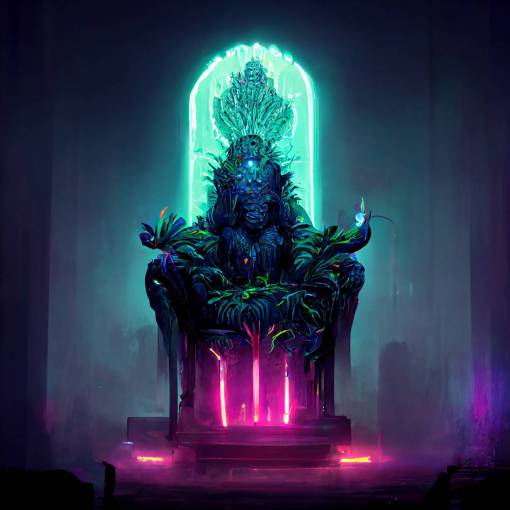 neon dark jungle throne deity