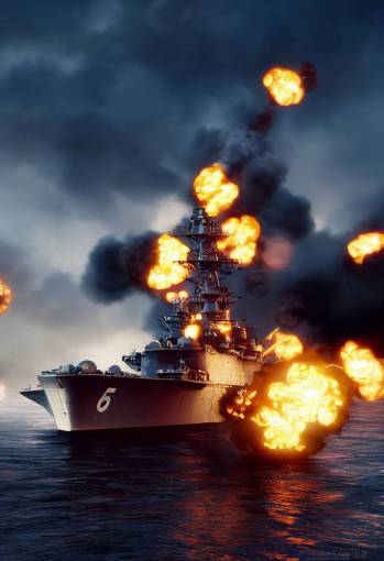 real photo of a navy battleship shooting, new realism, realism, hyperdetailed : :Detailed:Photorealistic:High Contrast:Full Frame:Centered-Shot:Shot on IMAX 70mm:Accent Lighting:Infini-D-Render:Unreal Engine Render
