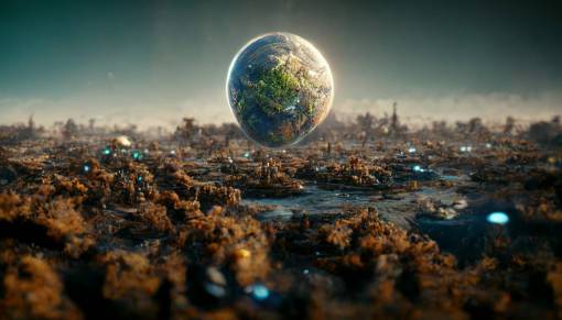 Robot civilization terraforming a planet, extremely detailed, cinematic lighting, unreal engine, octane render, 4k