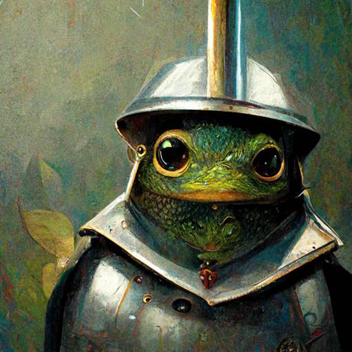 sir frog in armor with polearm
