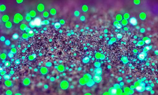 a macro shot of bioluminescent mushrooms, dof, 4k, bokeh, acid pixie acid pixie