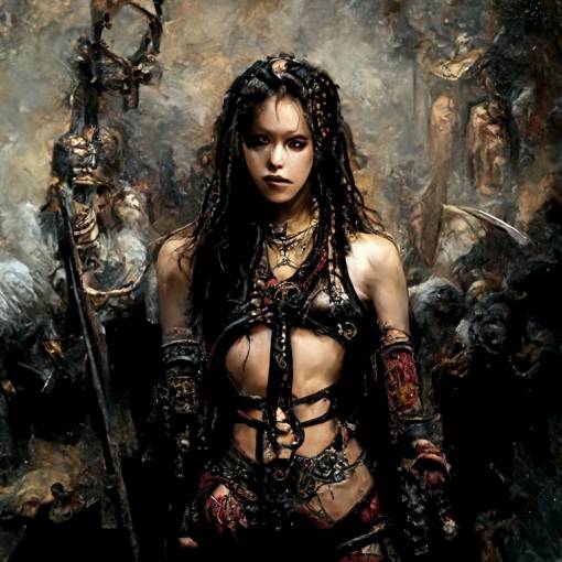 Blanca Surez as barbarian woman in the style of Luis Royo, sword and sorcery fantasy, beautiful and strong, sword in her back, highly detailed textures, dramatic lighting, 8k, full body shot,insanely intrincated, 4:5