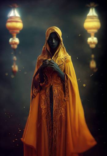 character design, epic arabic mage, full body, finely detailed robes, photography, octane render, cinematic lighting, volumetric lighting, intricate details, photorealistic, centered, in frame