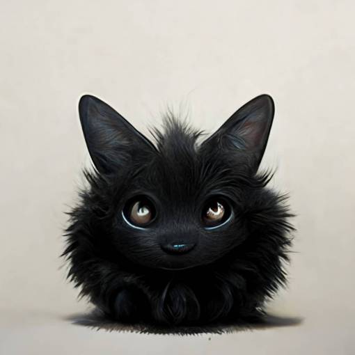 cute furry black cat , photorealistic