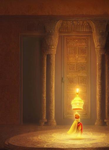 genie coming out of his lamp in the middle of a palace . by AquaSixio, hyperrealistic illustration, digital art, 4k, very detailed faces