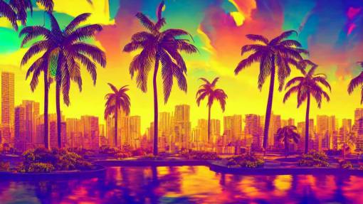 golden city in a vaporwave jungle, 4k, ultra realistic, colorful, award winning photograph