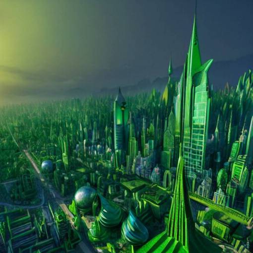 in a magical emerald city ,highly detailed, 4k, HDR, award-winning, artstation, octane render