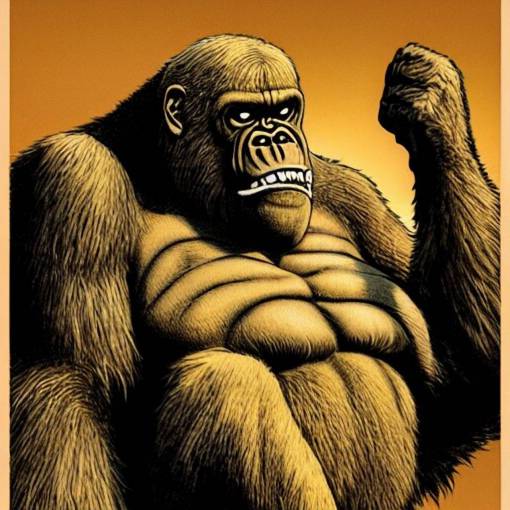 King Kong, illustrated by Richard Corben, intricate, ultra detailed, trending on artstation, 4k, 8k