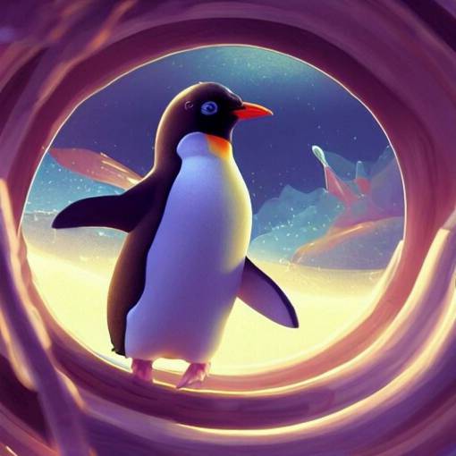 magical penguin in a space station looking at the earth , realistic cinematic, volumetric lighting, centered, symmetrical, sharp focus, digital painting, mystical art, smooth, trending on Artstation, 4k