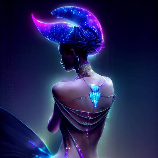 mermaid with a cyberpunk headdress and cyberpunk tail, white, light blue, pink, purple, fantasy, pixar, full body shot