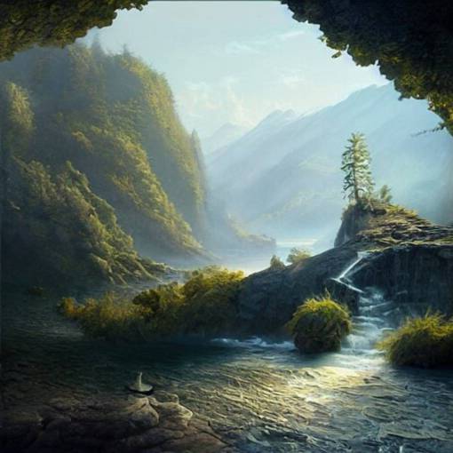 michal karcz cartoon painting of a beautiful landscape. , detailed, elegant, intricate, 4k,