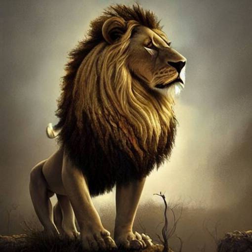 michal karcz cartoon painting of a lion. , horror theme, detailed, elegant, intricate, 4k,