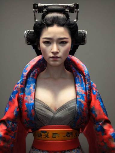 portrait art of cyberpunk geisha 8k ultra realistic, detailed,intricate, full of colour, cinematic lighting, trending on artstation, 4k, hyperrealistic, focused, extreme details,unreal engine 5, cinematic, masterpiece