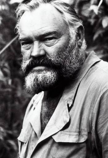 portrait of Ernest Hemingway in the jungle, hyper realistic, 4k, ultra-detailed, nikon,