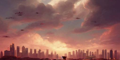 Singapore city with a lion-shaped cloud in the sky and a squadron of chinooks flying in the sky, by greg rutkowski, red and white lighting, digital art, ultra realistic, ultra detailed, photorealistic, 4k, character concept