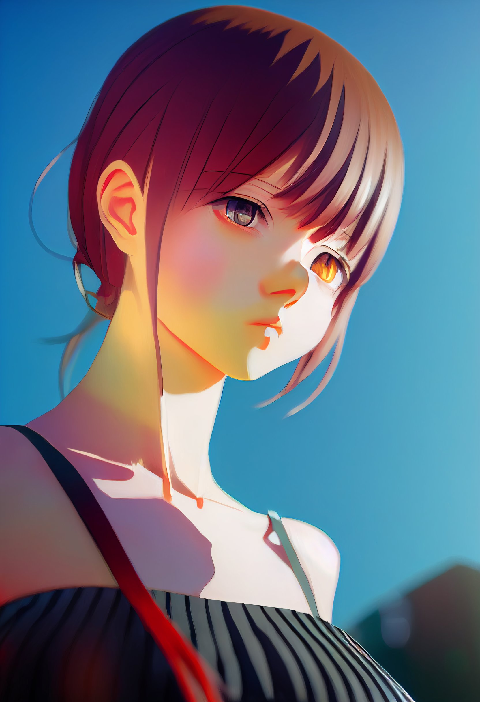 A Semi Realistic Anime Girl,sharp Shadows,dynamic Angle, Semi Realistic ...