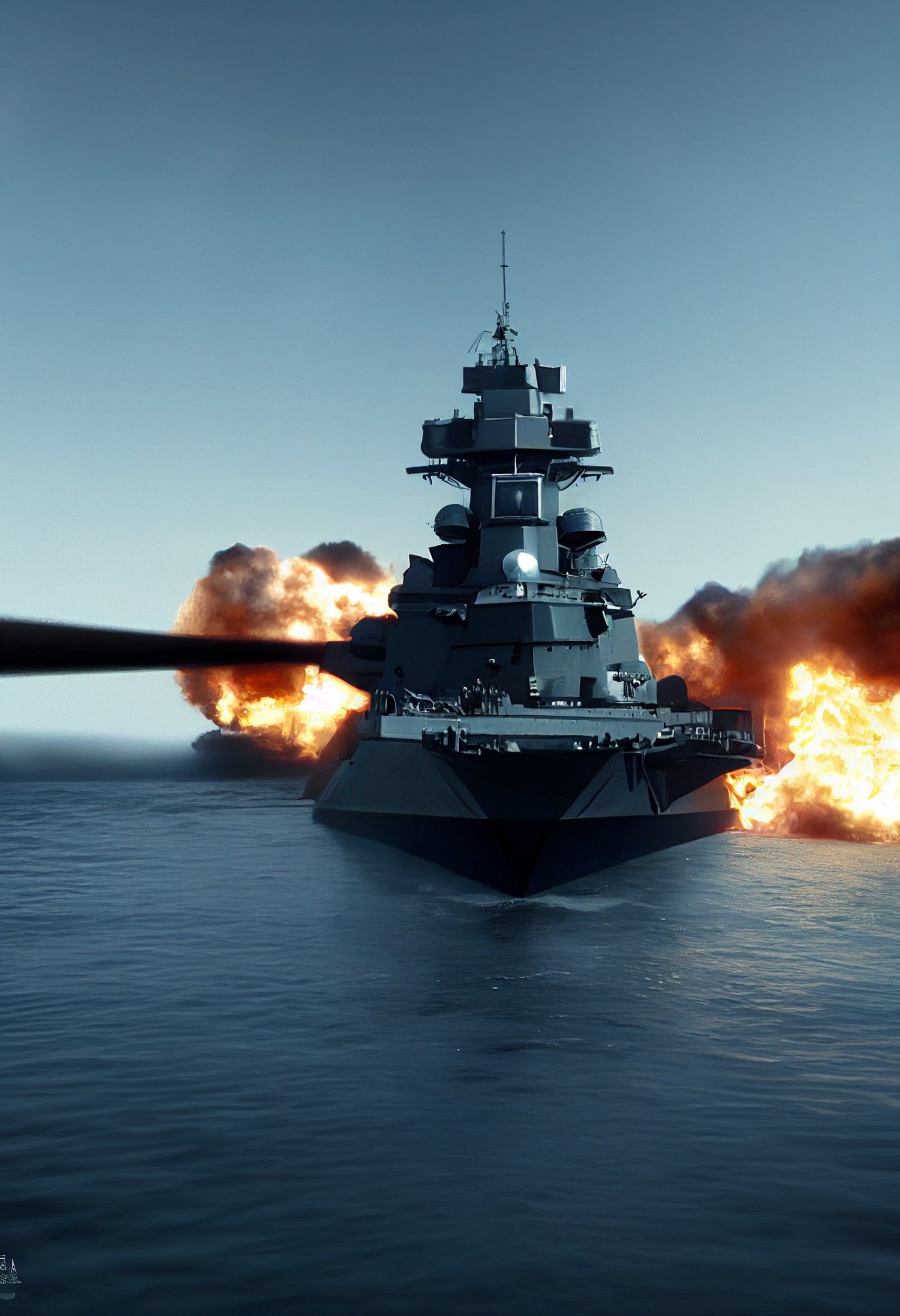 Real Photo Of A Navy Battleship Shooting, New Realism, Realism 