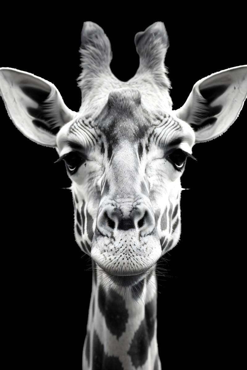black and white pictures of giraffe picture