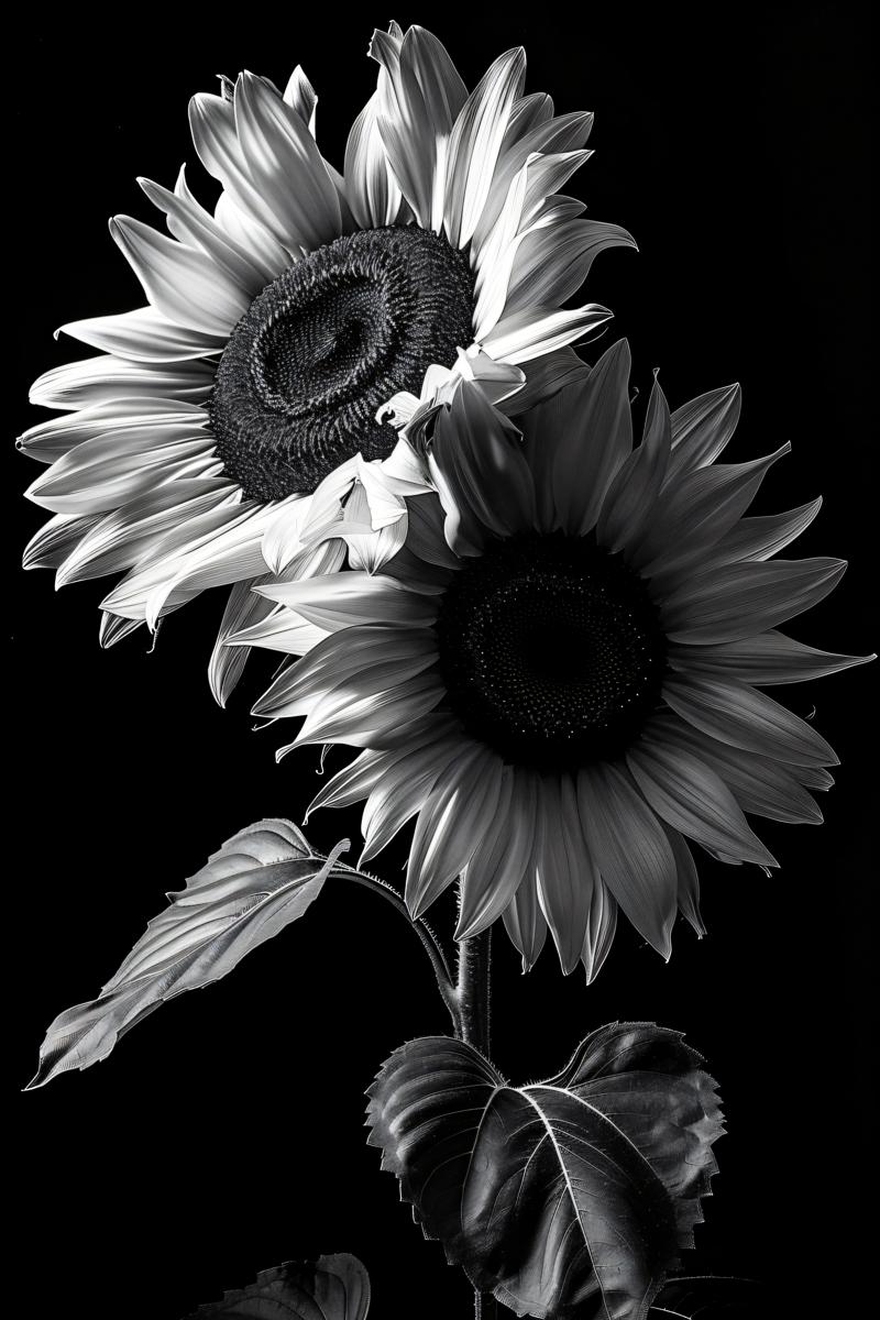 black and white pictures of sunflowers picture