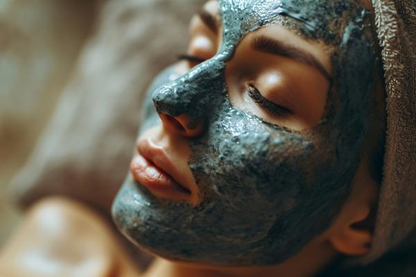 macro Spa clay mask on a woman s face --v 6