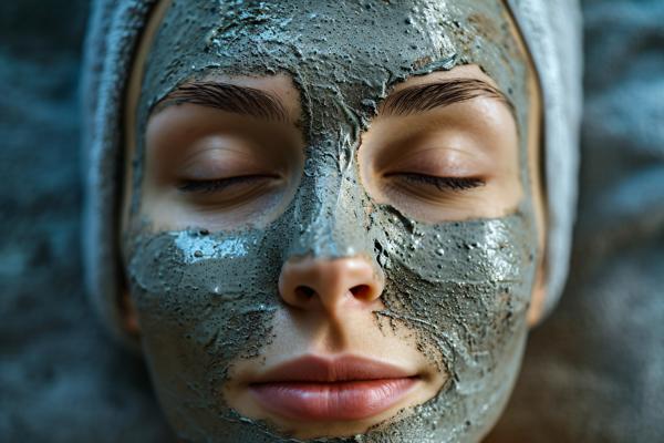 macro Spa clay mask on a woman s face --v 6