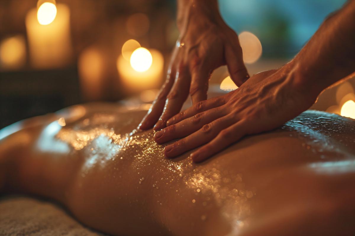 Man having massage on back in the spa salon picture