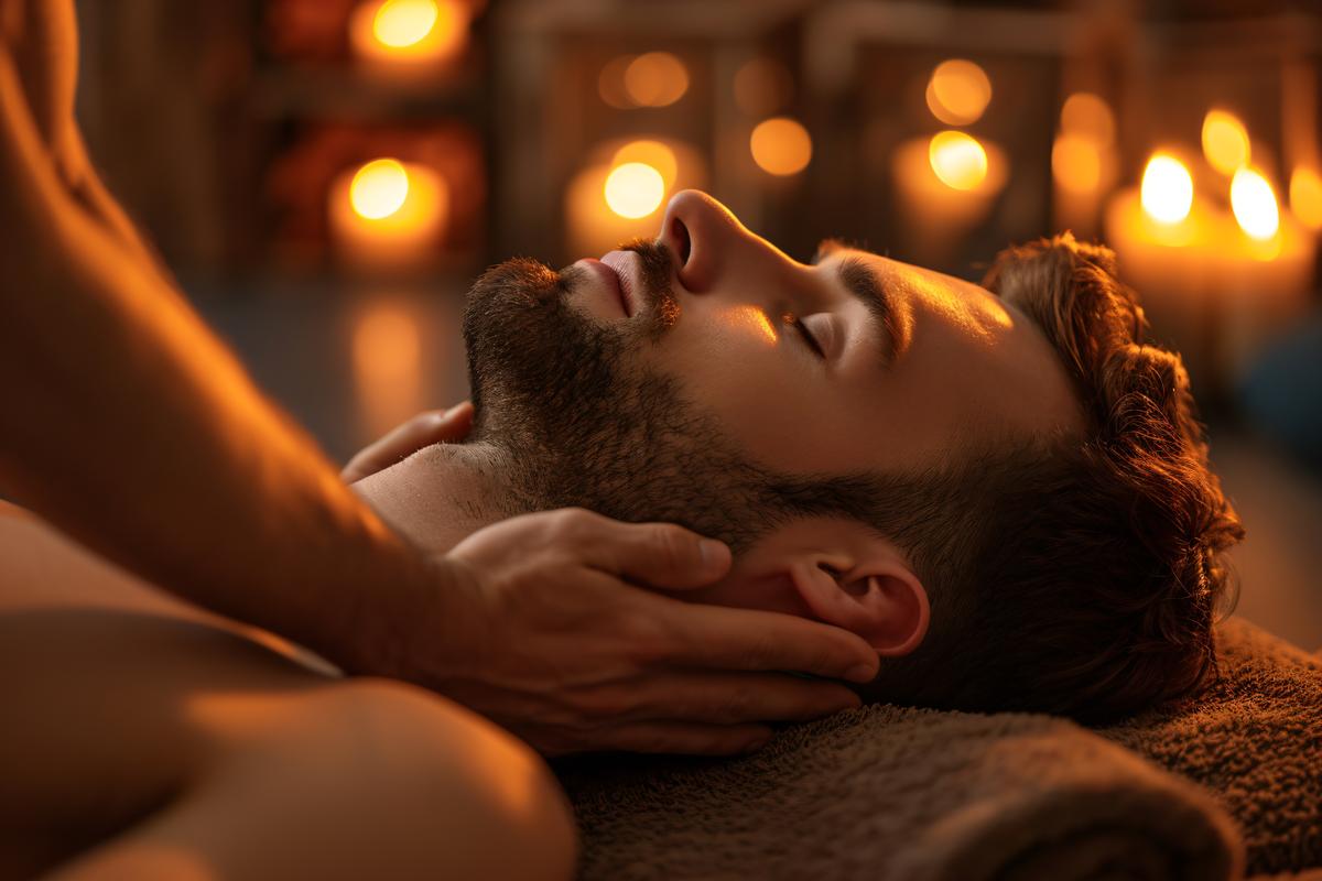 Man having massage in the spa salon picture