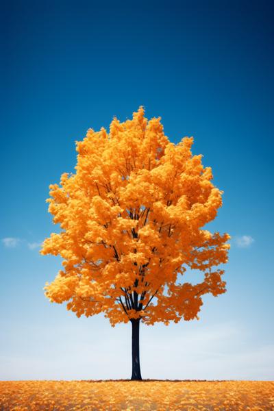 Maple tree with leaves aflame