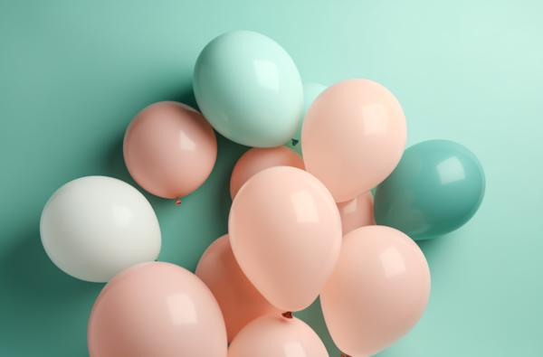 pastel pink and blue balloons on pink background