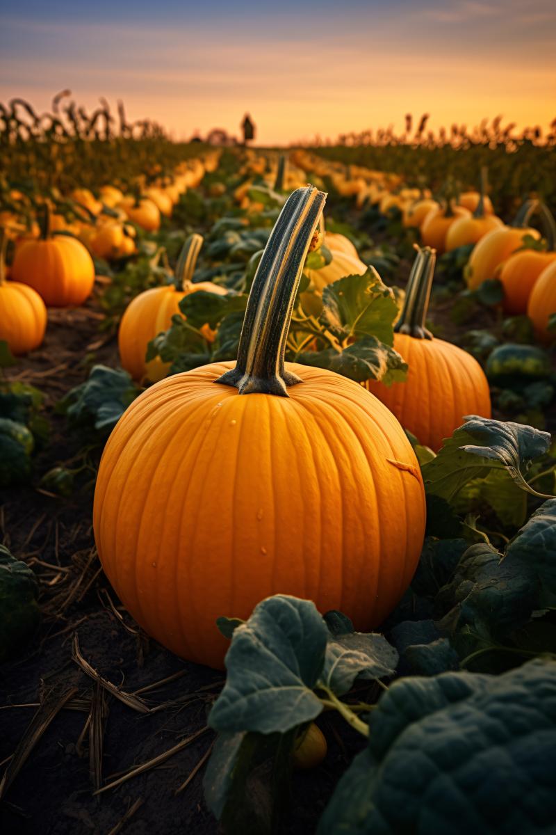 Pumpkin patch under the soft glow of twilight picture